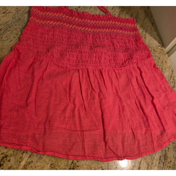 Lane Bryant Smocked Pink Classic Square Neck Embroidered Tank Top - Size 18 - Picture 5 of 12